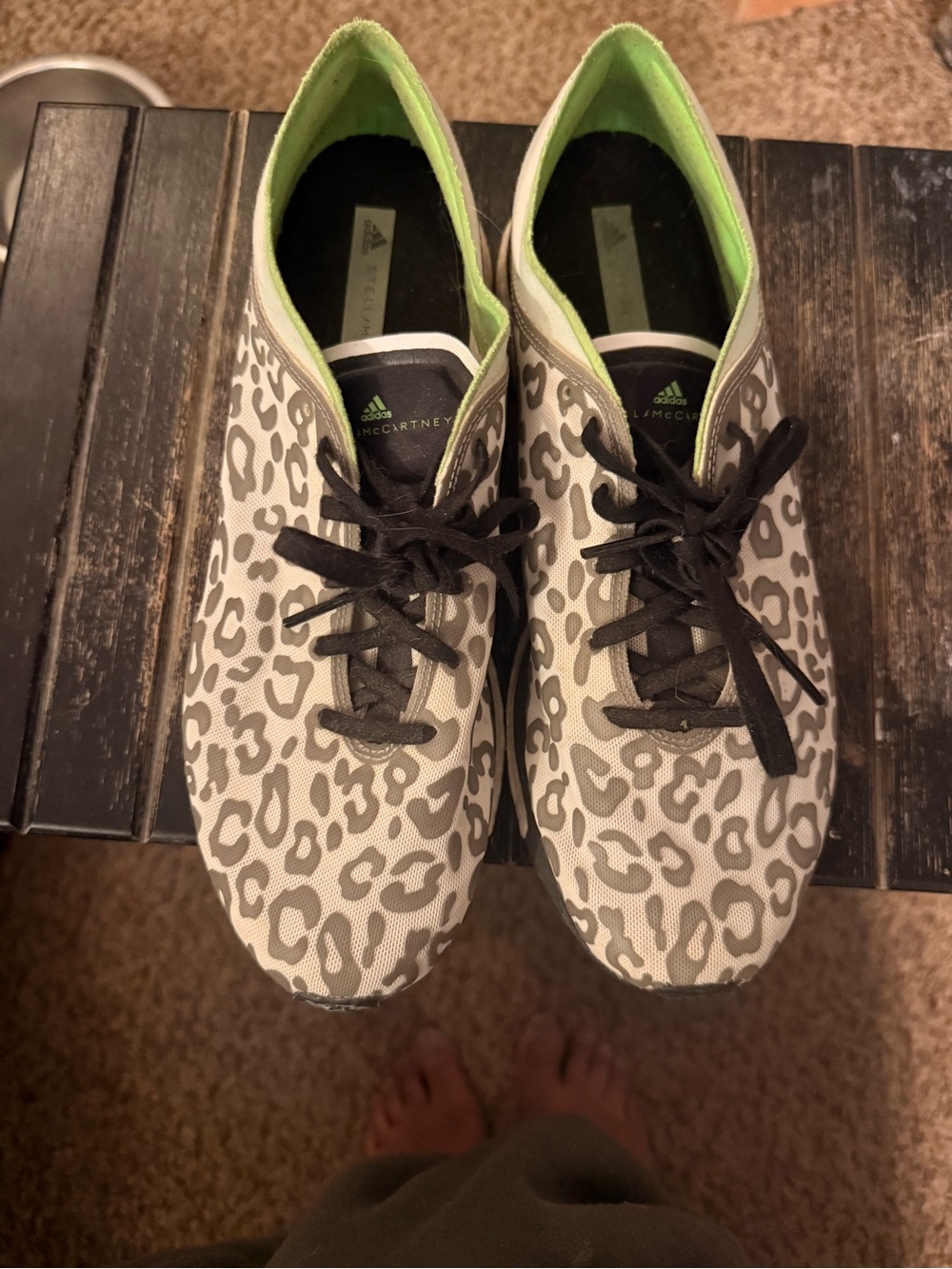 Adidas Stella Mccartney Leopard Print sneakers - White, Gray & Green Accents